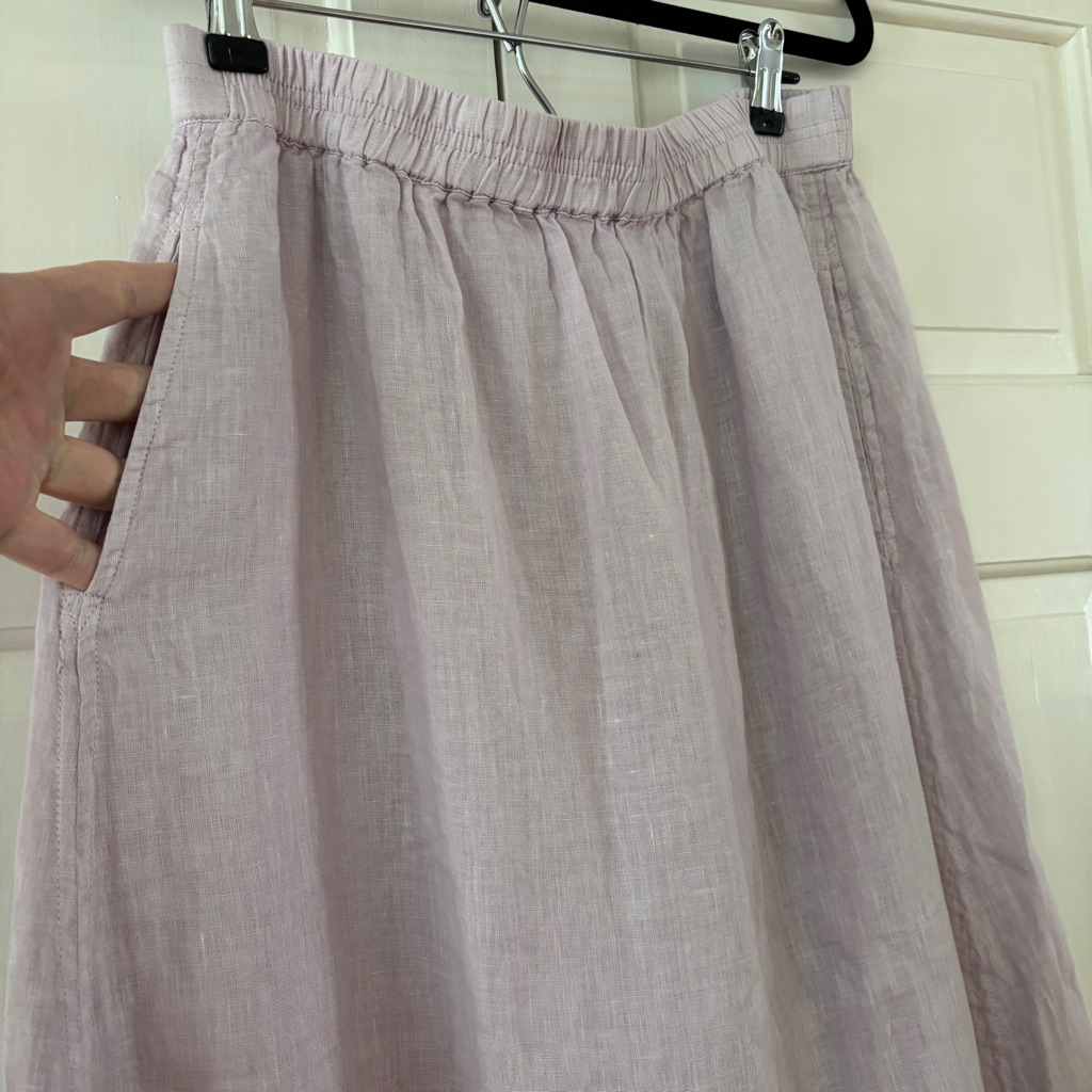 New Alex Mill Maddie Skirt 100% Linen Midi Skirt Thistle Purple Size Large Pull — image 4 of 8